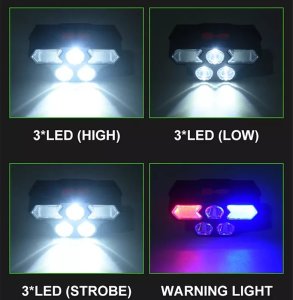 Latarka Tech-Led Latarka czołowa super jasne 3 LED światło ostrzegawcze ładowana z USB Latarka czołowa super jasne 3 LED światło ostrzegawcze ładowana z USB 6