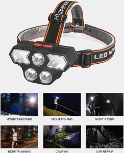 Latarka Tech-Led Latarka czołowa super jasne 3 LED światło ostrzegawcze ładowana z USB Latarka czołowa super jasne 3 LED światło ostrzegawcze ładowana z USB 9