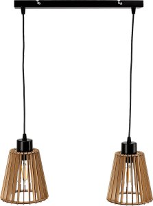 Lampa wisząca Orno DELOS 2P E27, lampa wisząca, max. 2x60W, czarna, drewno 1