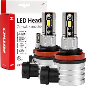 AMiO Żarówki samochodowe led seria h-mini h8 h9 h11 h16 6500k canbus amio-03333 1