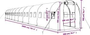 vidaXL Szklarnia ze stalową ramą, zielona, 40 m 20x2x2 m 12