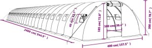 vidaXL Szklarnia ze stalową ramą, biała, 96 m, 24x4x2 m 12