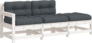 vidaXL 3-cz. zestaw wypoczynkowy do ogrodu, poduszki, biały, drewno 2