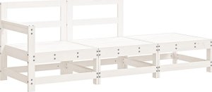 vidaXL 3-cz. zestaw wypoczynkowy do ogrodu, poduszki, biały, drewno 4