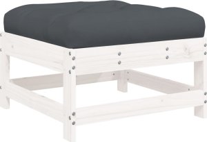 vidaXL 3-cz. zestaw wypoczynkowy do ogrodu, poduszki, biały, drewno 7