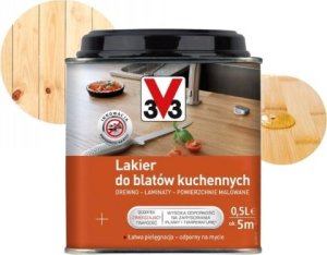 V33 Lakier do blatów kuchennych bezbarwny 0,5l 1