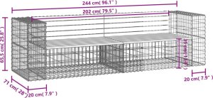 vidaXL Ławka ogrodowa z gabionem, 244x71x65,5 cm, drewno daglezjowe 7