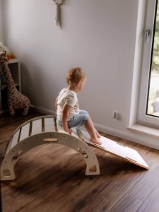 OBUBU Zjeżdżalnia ze ścianką wspinaczkową do bujaka biała M 3