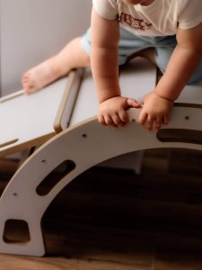 OBUBU Zjeżdżalnia ze ścianką wspinaczkową do bujaka biała M 5