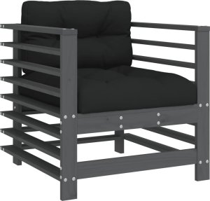 vidaXL Fotele ogrodowe z poduszkami, 2 szt, szare, lite drewno sosnowe 3