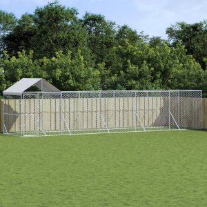 vidaXL Kojec dla psa, z dachem, srebrny, 10x2x2,5m, stal galwanizowana 1