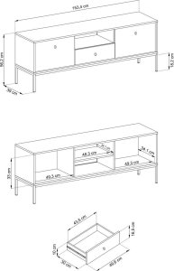 Ravio Szafka RTV Bari RTV154 w kolorze granatowym i złotymi nóżkami 7