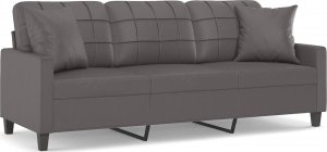 vidaXL 3-osobowa sofa z poduszkami, szara, 180 cm, sztuczna skóra 2