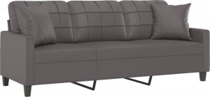 vidaXL 3-osobowa sofa z poduszkami, szara, 180 cm, sztuczna skóra 3