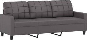 vidaXL 3-osobowa sofa z poduszkami, szara, 180 cm, sztuczna skóra 4