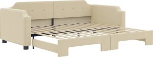vidaXL Leżanka rozsuwana, kremowa, 80x200 cm, tkanina 2