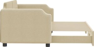 vidaXL Leżanka rozsuwana, kremowa, 80x200 cm, tkanina 4