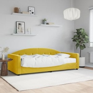 vidaXL Sofa z materacem do spania, żółta, 90x200 cm, aksamit 1