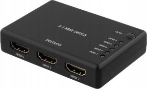 Deltaco HDMI komutatorius DELTACO 5in-1out, 4k in 60Hz, 7.1 audio, Ultra HD, juodas / HDMI-7043 1