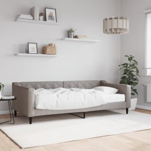 vidaXL Sofa z materacem do spania, kolor taupe, 90x200 cm, tkanina 1