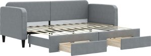 vidaXL Sofa rozsuwana z szufladami, jasnoszara, 80x200 cm, tkanina 2