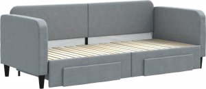 vidaXL Sofa rozsuwana z szufladami, jasnoszara, 80x200 cm, tkanina 3