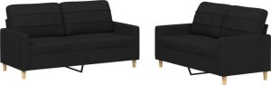 vidaXL 2-częściowy komplet wypoczynkowy, obity tkaniną, czarna 2