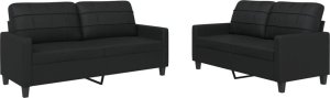 vidaXL 2-osobowa sofa z poduszkami, czarna, sztuczna skóra 2