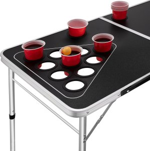 Tectake Stół do ping ponga Beer Ball Blitz z regulowaną wysokością składany - czarny 2