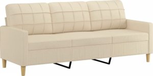 vidaXL 3-osobowa sofa z poduszkami, kremowa, 180 cm, tkanina 4