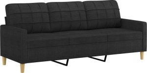 vidaXL 3-osobowa sofa z poduszkami, czarna, 180 cm, tkanina 4