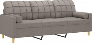 vidaXL 3-osobowa sofa z poduszkami, kolor taupe, 180 cm, tkanina 3