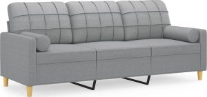 vidaXL 3-osobowa sofa z poduszkami, jasnoszara, 180 cm, tkanina 2