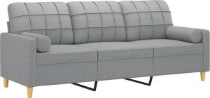 vidaXL 3-osobowa sofa z poduszkami, jasnoszara, 180 cm, tkanina 3