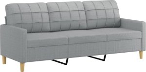 vidaXL 3-osobowa sofa z poduszkami, jasnoszara, 180 cm, tkanina 4