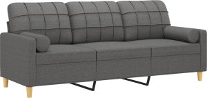 vidaXL 3-osobowa sofa z poduszkami, ciemnoszara, 180 cm, tkanina 3