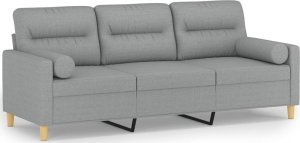 vidaXL 3-osobowa sofa z poduszkami, jasnoszara, 180 cm, tkanina 2