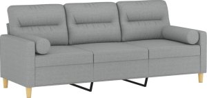 vidaXL 3-osobowa sofa z poduszkami, jasnoszara, 180 cm, tkanina 3