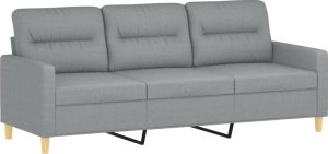 vidaXL 3-osobowa sofa z poduszkami, jasnoszara, 180 cm, tkanina 4