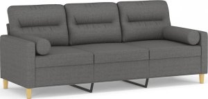 vidaXL 3-osobowa sofa z poduszkami, ciemnoszara, 180 cm, tkanina 2