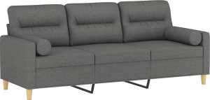 vidaXL 3-osobowa sofa z poduszkami, ciemnoszara, 180 cm, tkanina 3