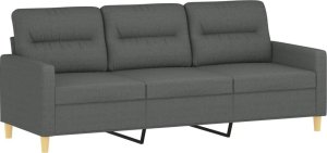 vidaXL 3-osobowa sofa z poduszkami, ciemnoszara, 180 cm, tkanina 4