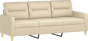 vidaXL 3-osobowa sofa z poduszkami, kremowa, 180 cm, tkanina 4