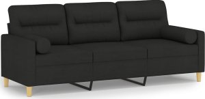 vidaXL 3-osobowa sofa z poduszkami, czarna, 180 cm, tkanina 2