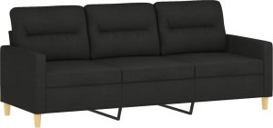 vidaXL 3-osobowa sofa z poduszkami, czarna, 180 cm, tkanina 4