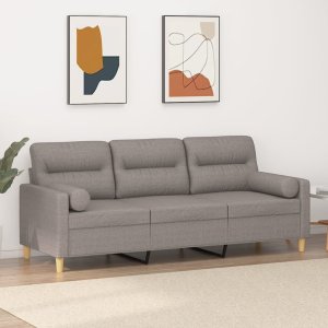 vidaXL 3-osobowa sofa z poduszkami, kolor taupe, 180 cm, tkanina 1