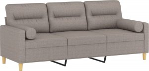 vidaXL 3-osobowa sofa z poduszkami, kolor taupe, 180 cm, tkanina 3
