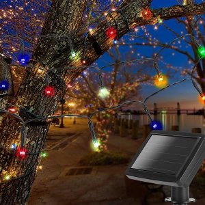 Tech-Led Sznur lampek solarnych 100 led 10m łańcuch do oplatania pni roślin ciepłe Biała ciepła (ok 3000k) 3