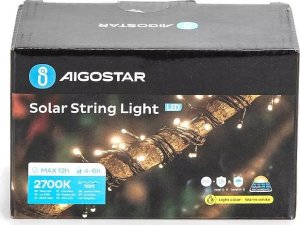 Tech-Led Sznur lampek solarnych 100 led 10m łańcuch do oplatania pni roślin ciepłe Biała ciepła (ok 3000k) 9