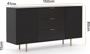 Ravio Czarna komoda Nubia K2D3SZ z trzema szufladami 4